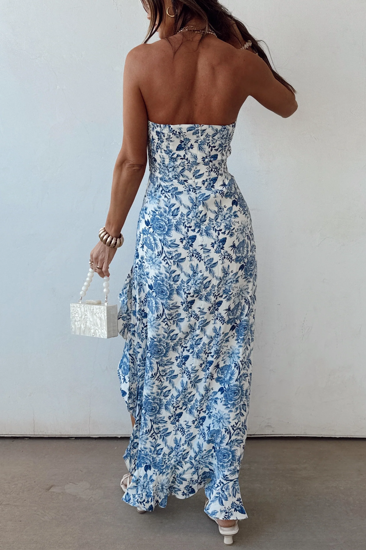 Blue Belle Strapless Ruffle Dress
