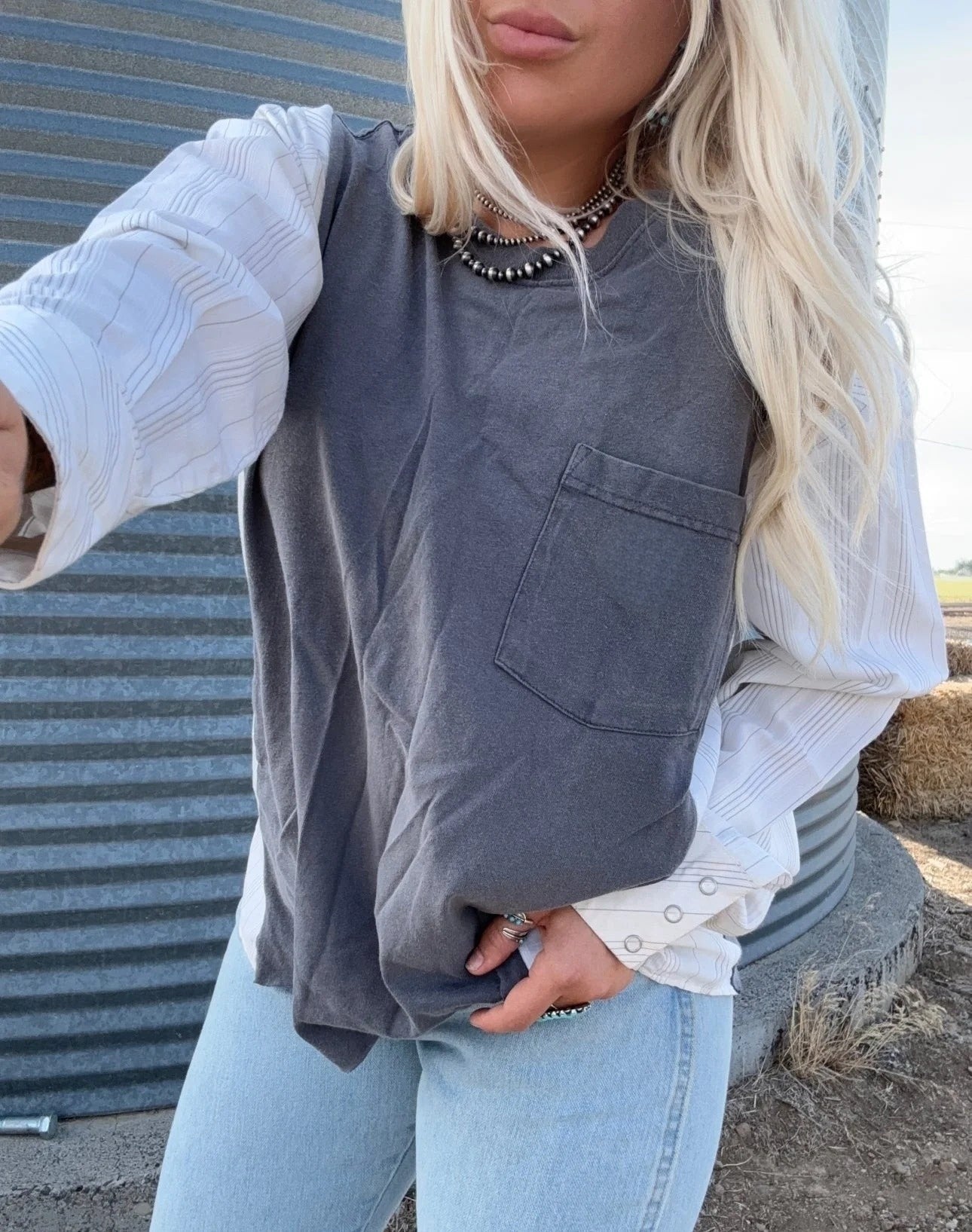 Asphalt Cowboy Patchwork Top