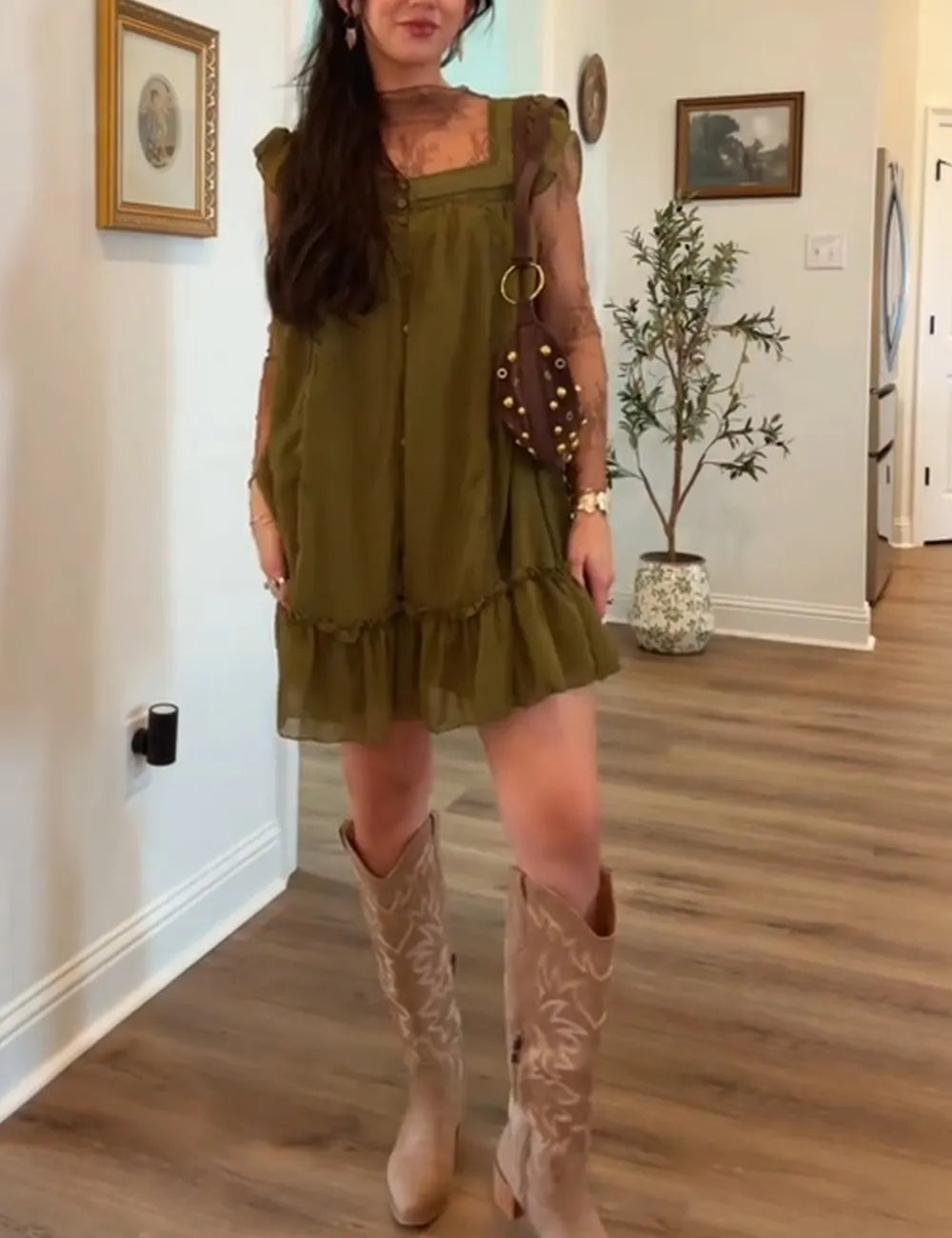 Women's Summer Button Lace Dress