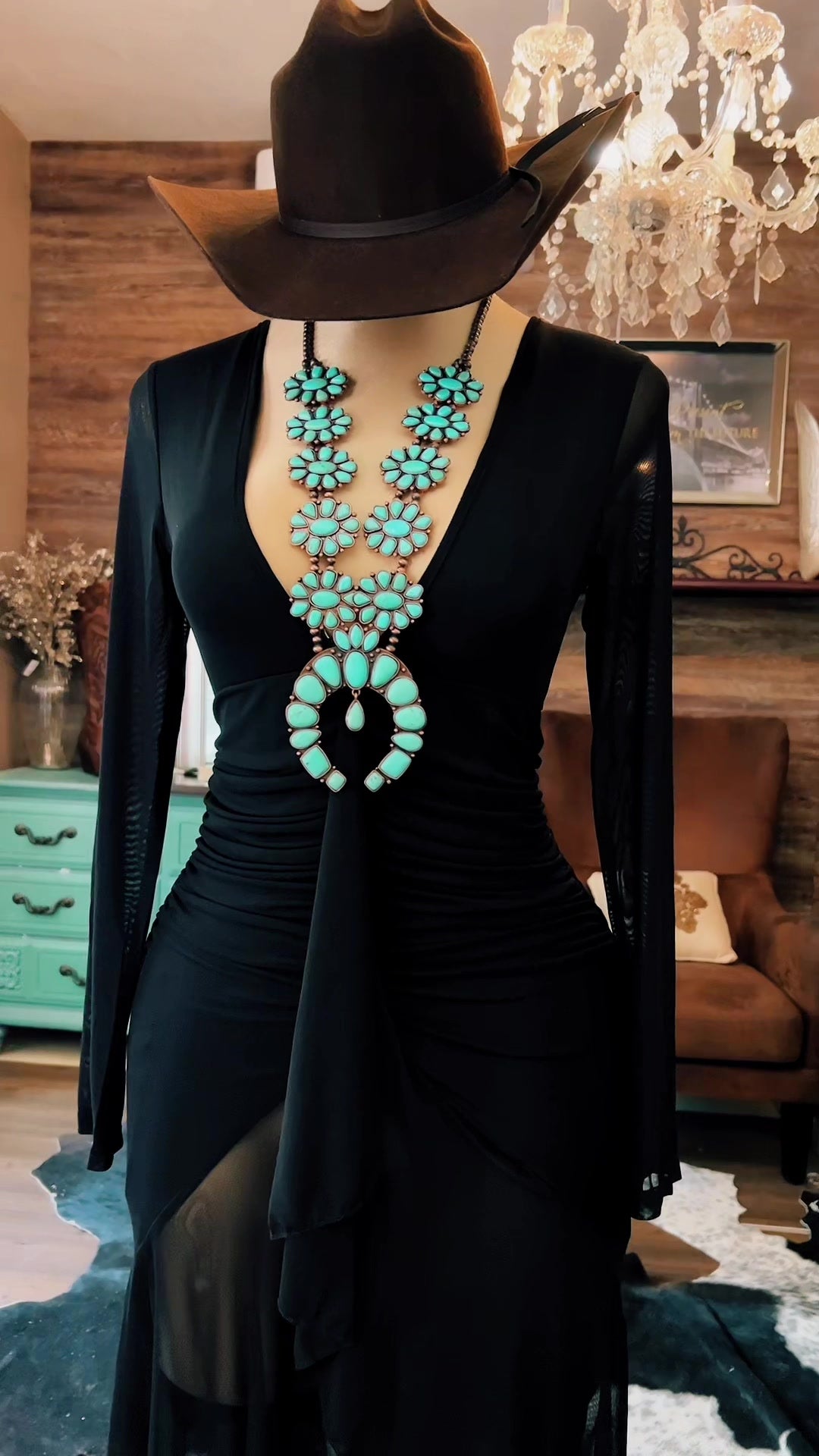 Midnight Mesa Western Ruffle Dress
