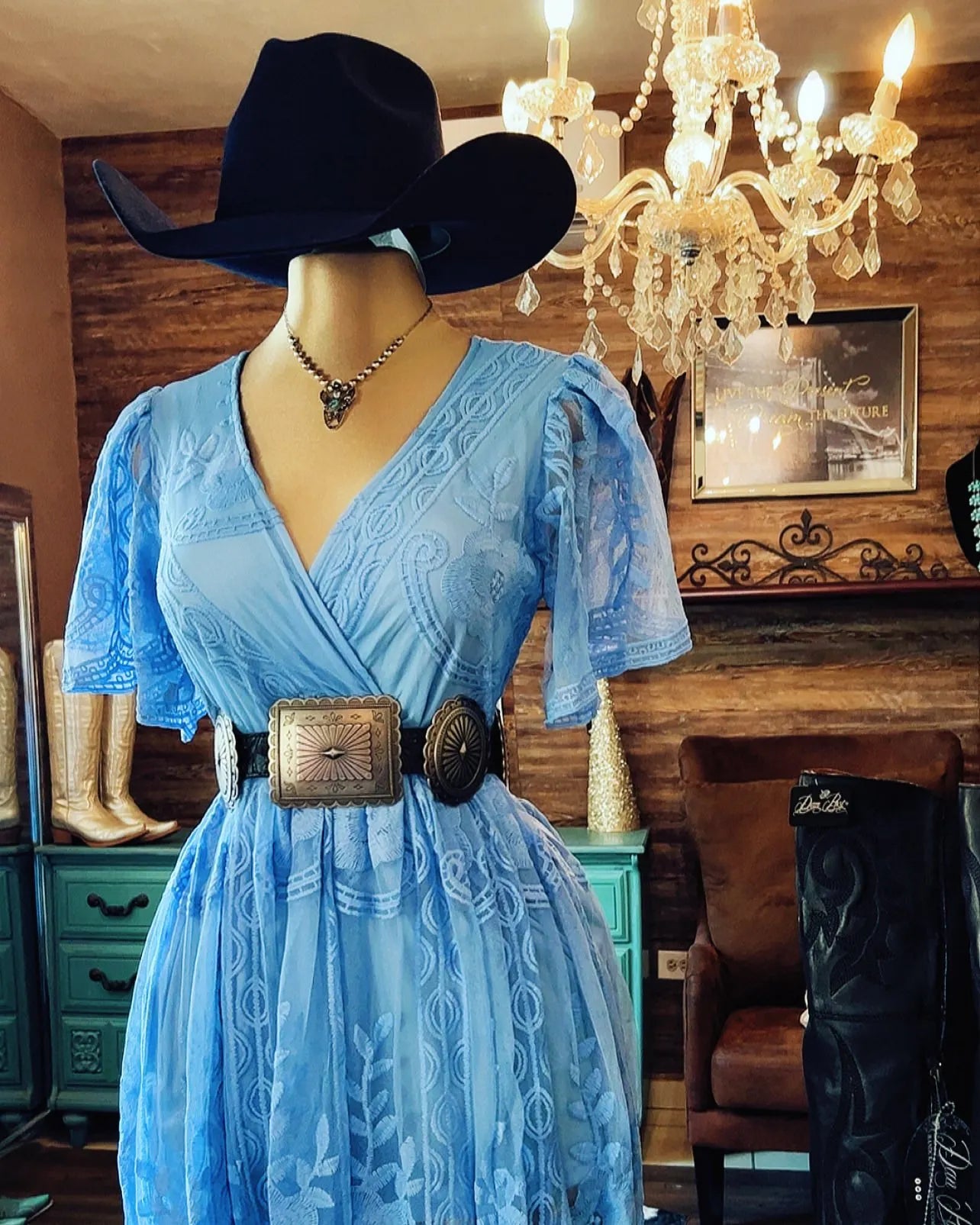 Boho Western Embroidered Mesh Maxi Dress