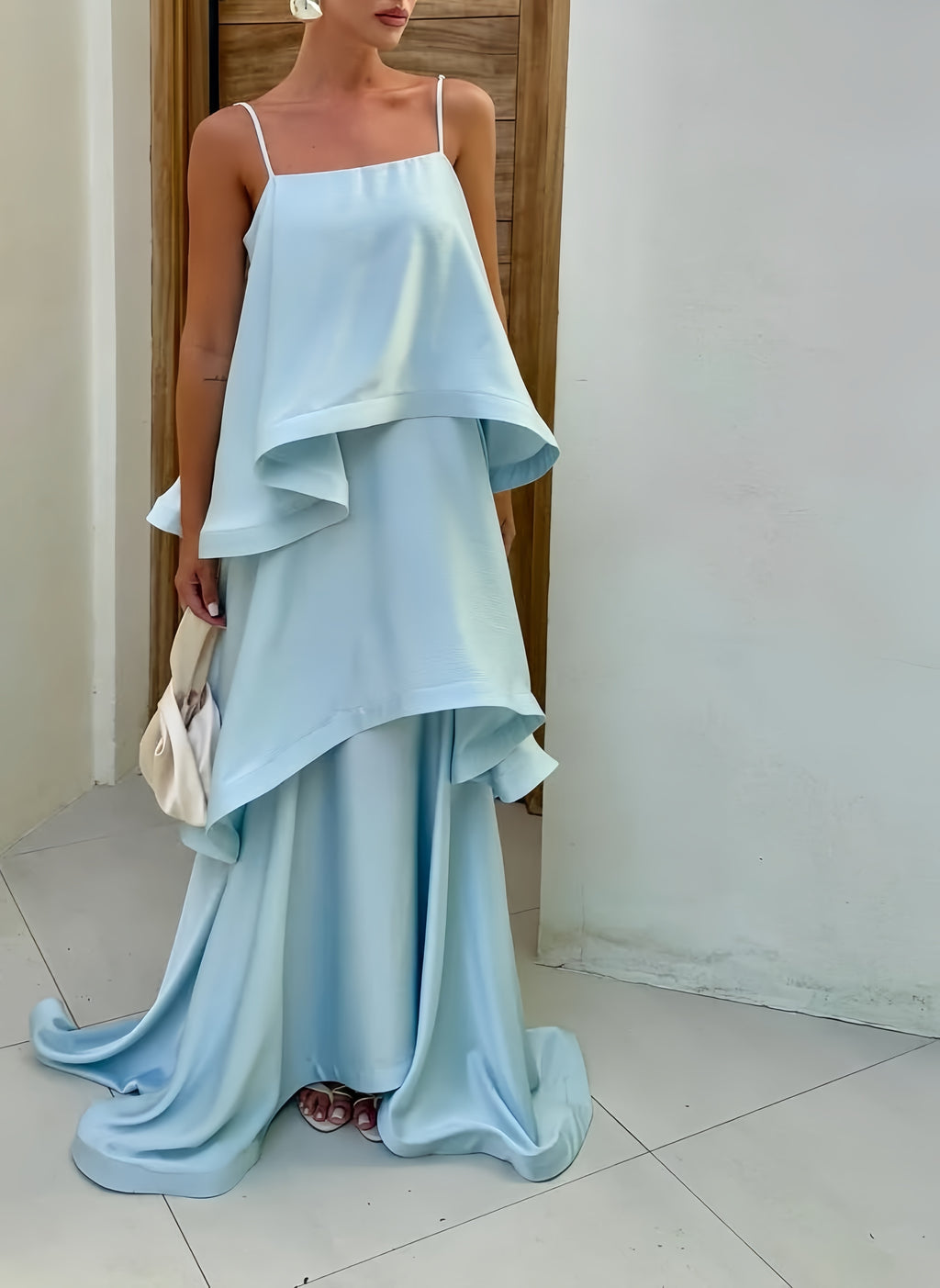 Sky Blue Chic Layered Maxi Dress