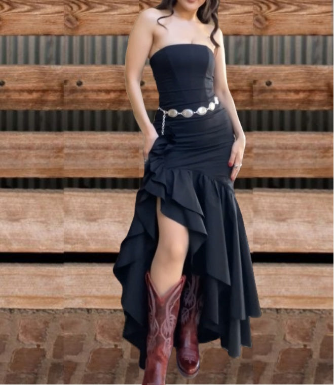 Beautiful Ruffle  High Low Dress