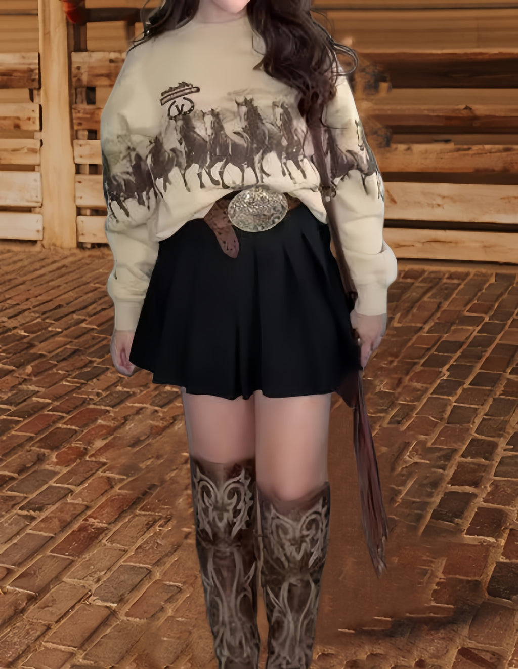 Western Graphic Crew Sweatshirt