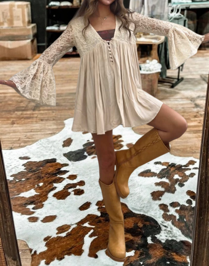 Cream Lace Mini Dress