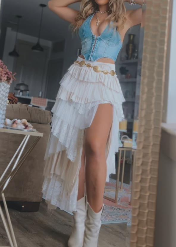 Irregular Cake Dress Long Skirt