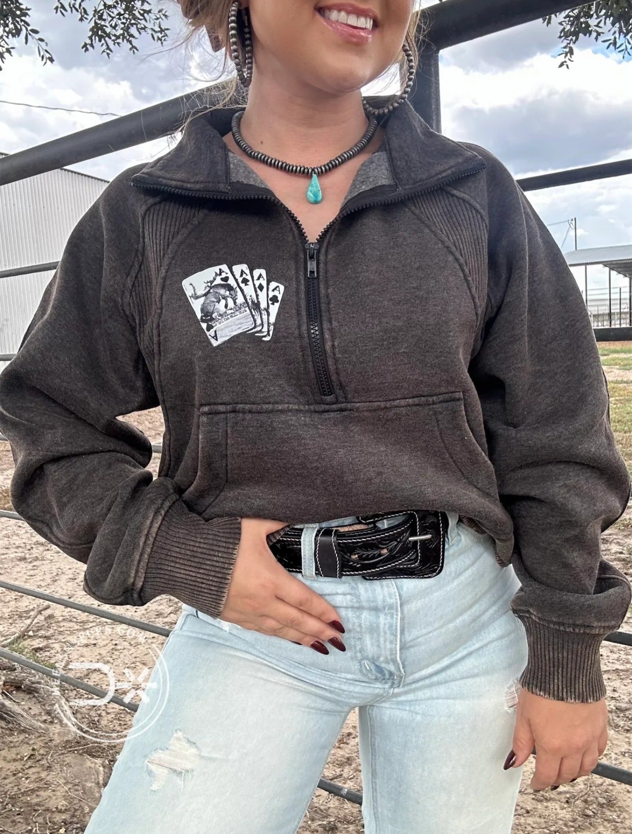 Women's Western Zip-Up Sweatshirt