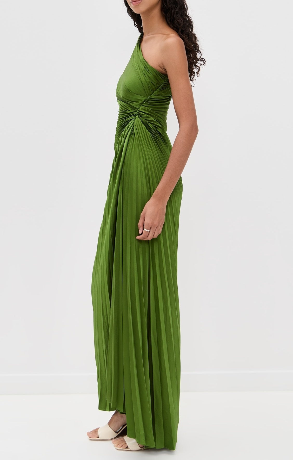 Elegant One Shoulder Pleated Maxi Dress