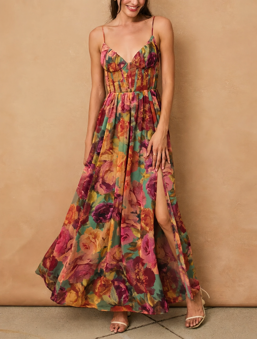 Flower Garden Corset Maxi Dress