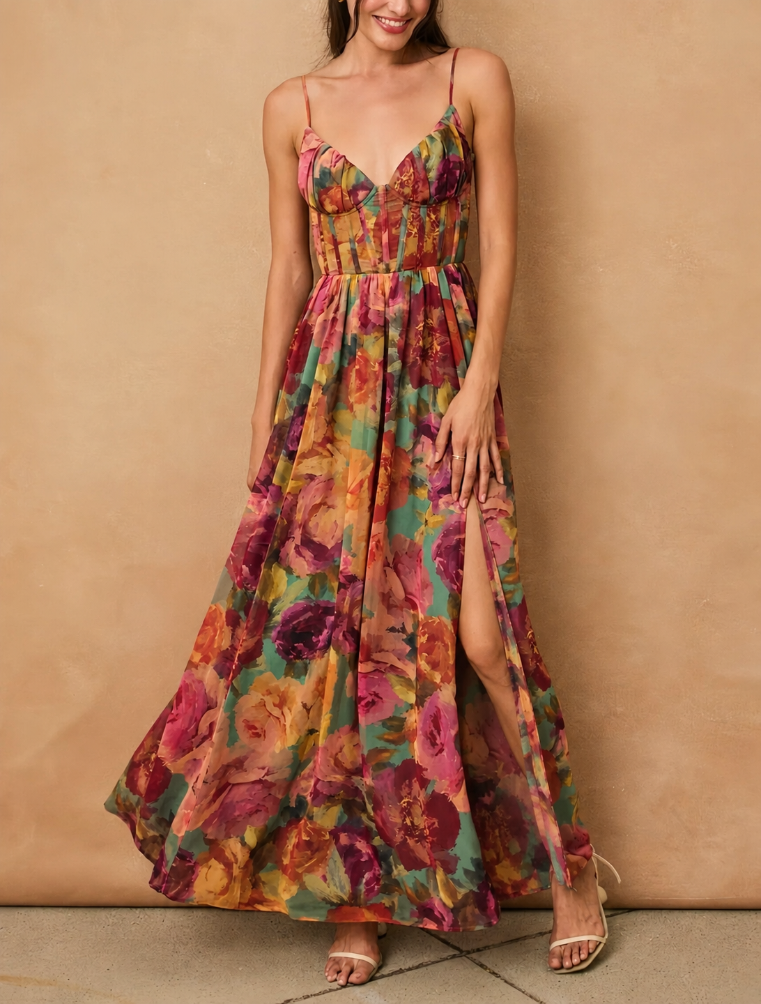 Flower Garden Corset Maxi Dress
