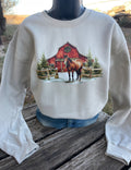 Classic Red Barn & Horse Sweatshirt
