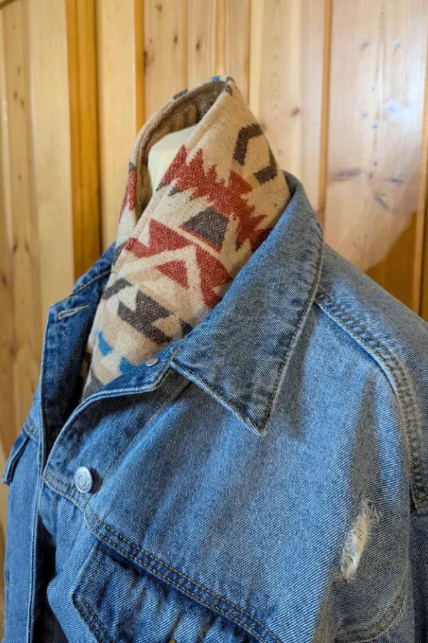 Women's Simple Western Denim Warm Scarf