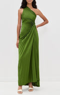 Elegant One Shoulder Pleated Maxi Dress