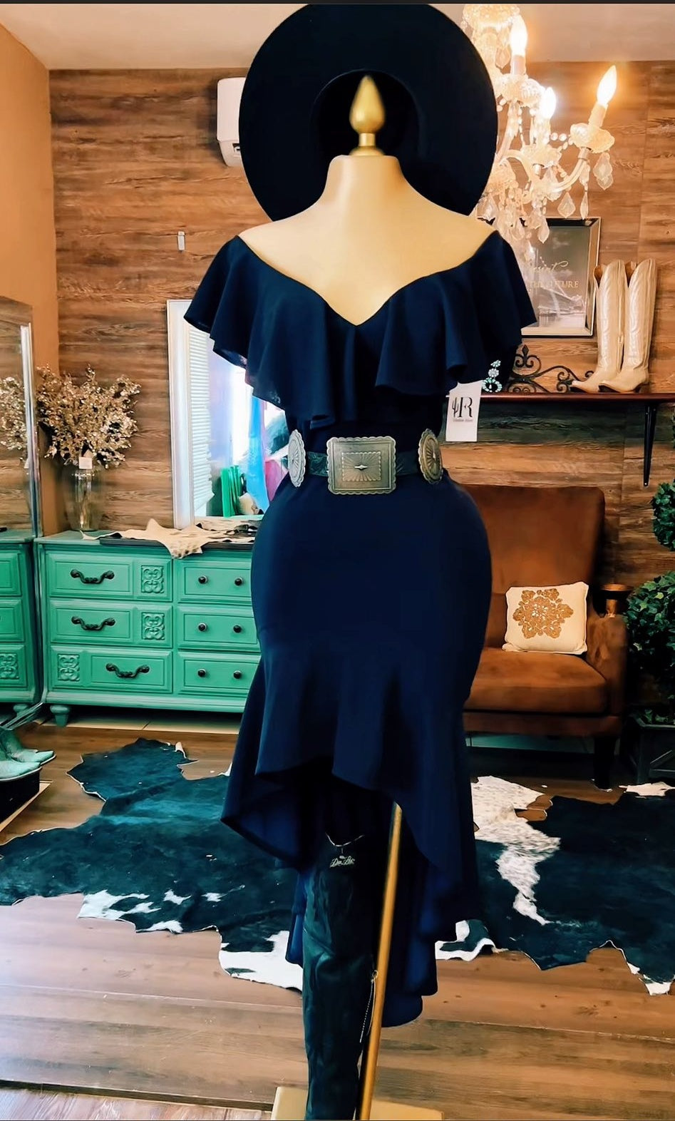 Western Off-Shoulder Ruffle Dress