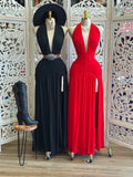Sexy Deep V-Neck Split Maxi Dress