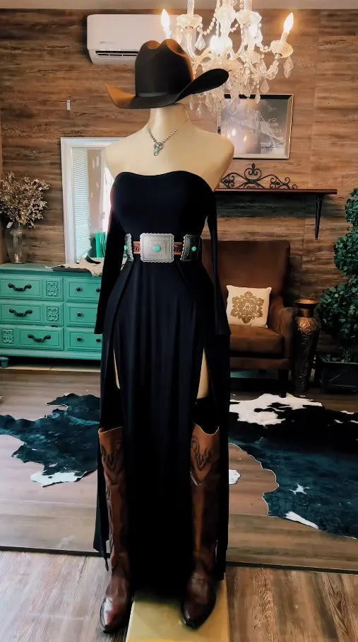 Wild Frontier Strapless Slit Maxi Dress