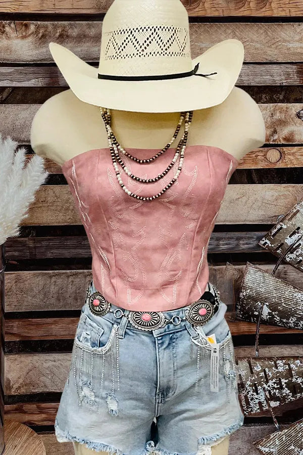 Vintage Western Pattern Bandeau Tank Top