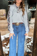 Women's Western Print Zip-Up Top
