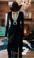 Midnight Mesa Western Ruffle Dress