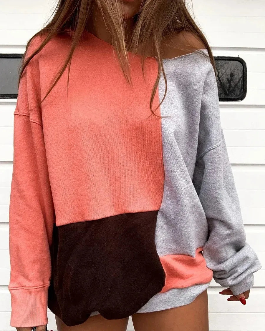 Patchwork Color Sweatshirt c043