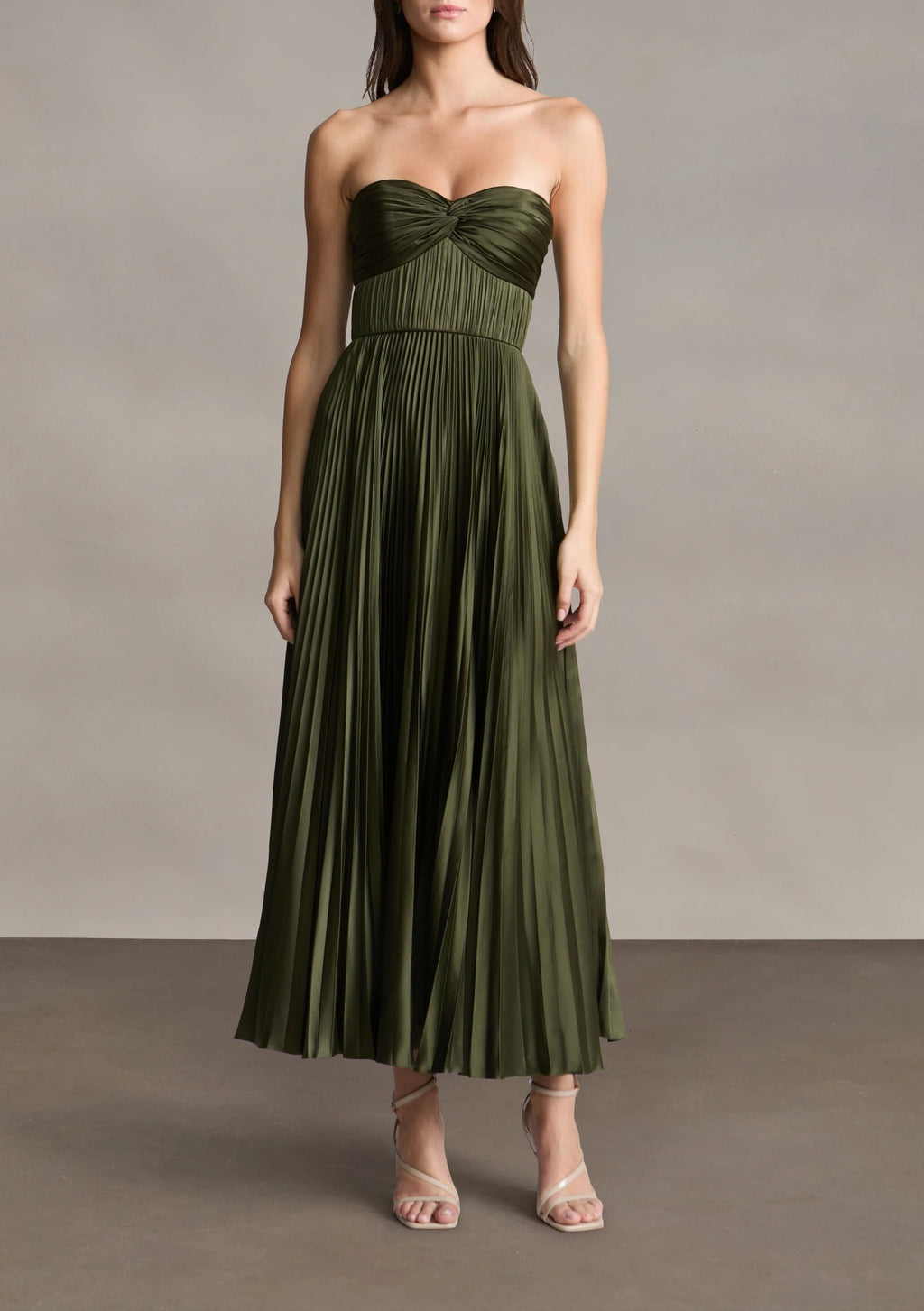 Olive Romance Strapless Midi Dress