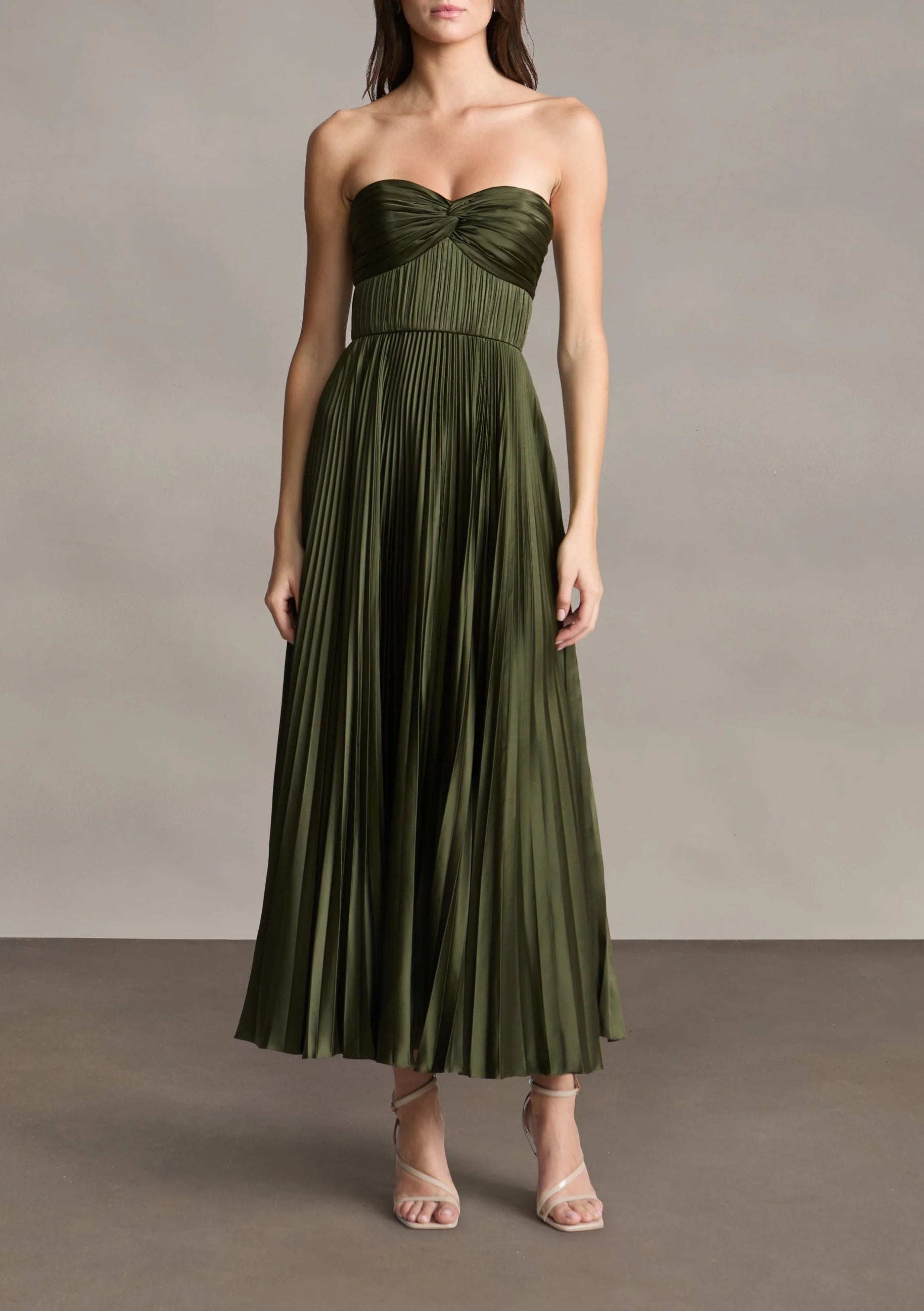 Olive Romance Strapless Midi Dress