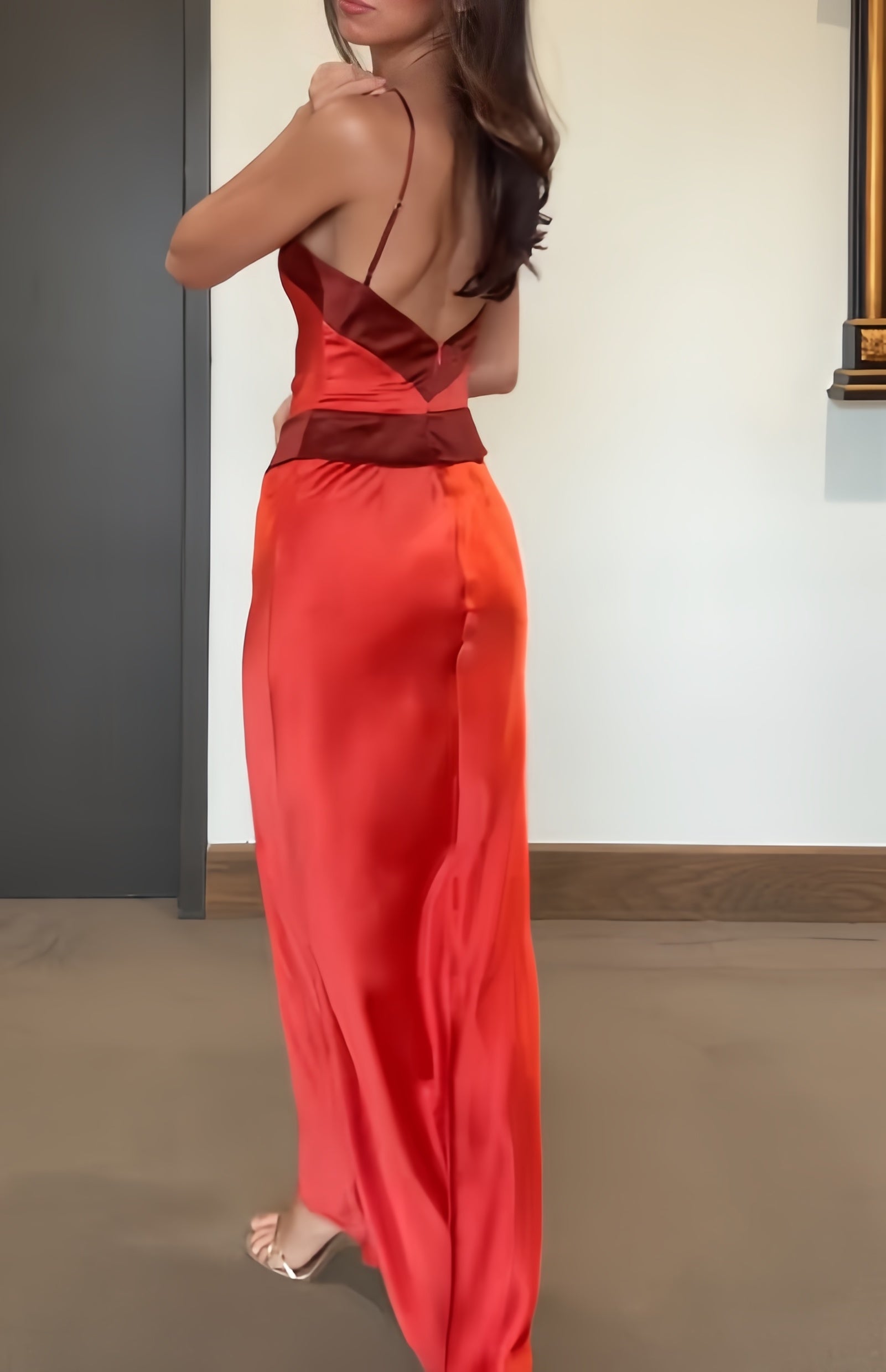 Scarlet Contrast Halter Maxi Dress