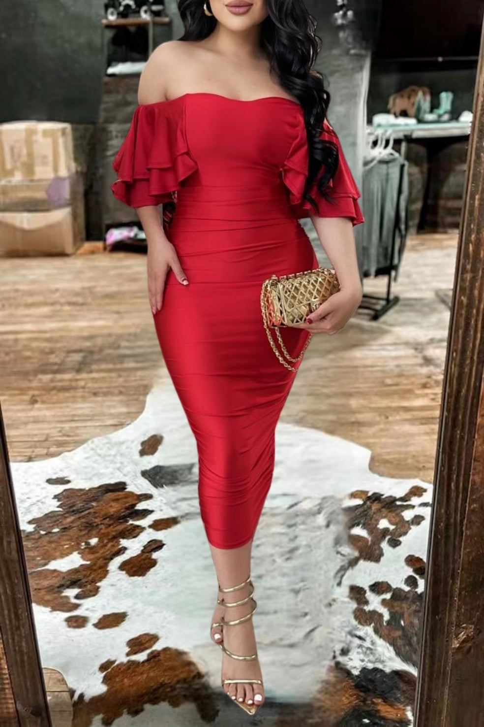 Chic Off-Shoulder Satin Dress