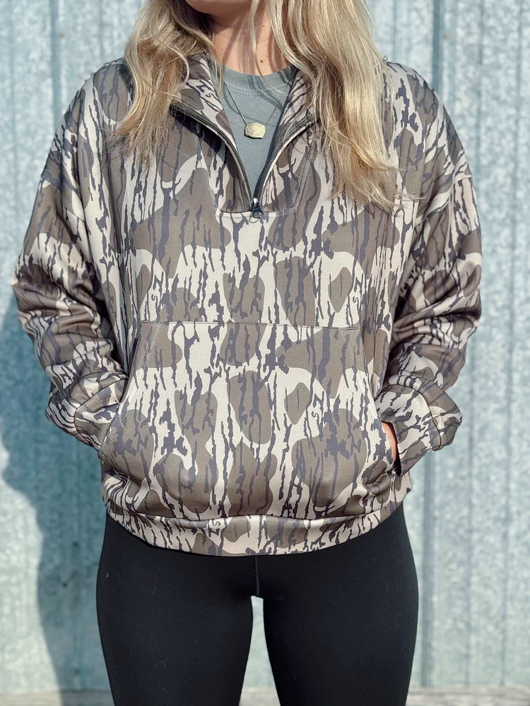 Desert Camouflage Pullover Half Zip Sweatshirt