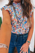 Ryan Floral Print Flutter Sleeve Blouse Top