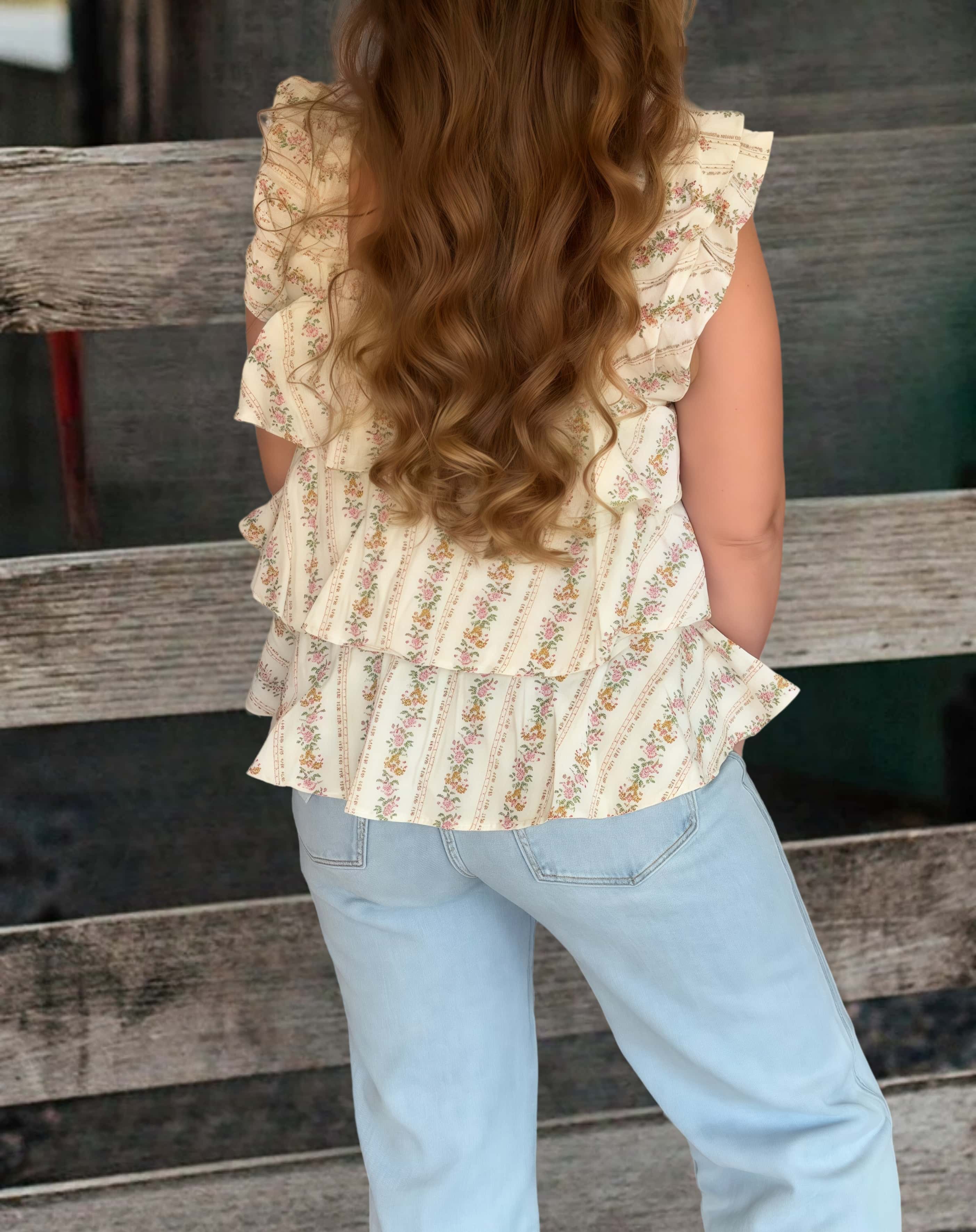 Prairie Rose Ruffle Tank Top