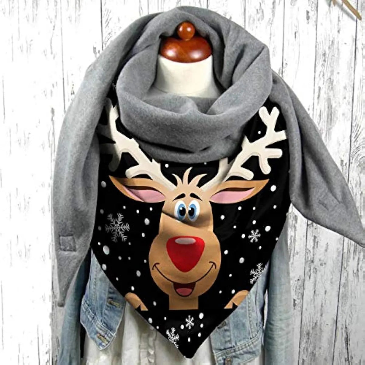 Christmas reindeer women's triangle scarf