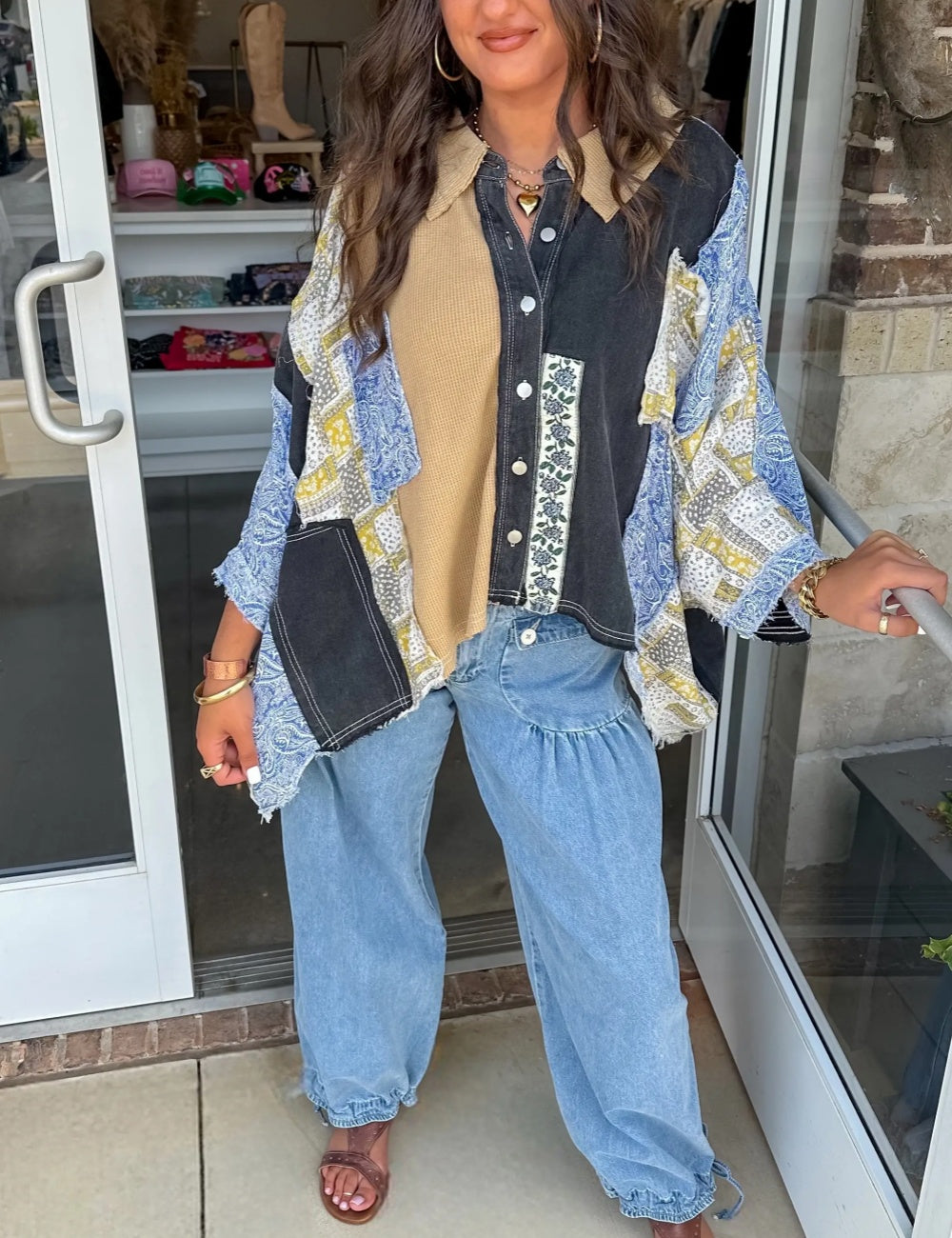 Vintage Fall Button-Down Top
