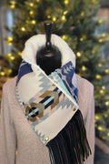 Women's Western Fringed Shawl - Color Block Aztec