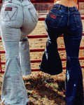 Washed Flared Jeans Light Blue & Dark Blue