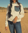 Western Jeans Pocket Pullover Top