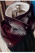 Women's Western Fringed Scarf - Red/Black Aztec Pattern