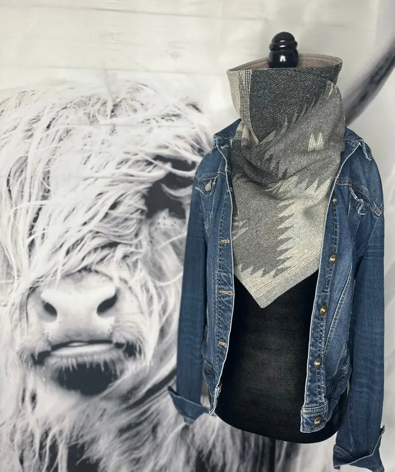 Grey Western Aztec Warm Neck Hood