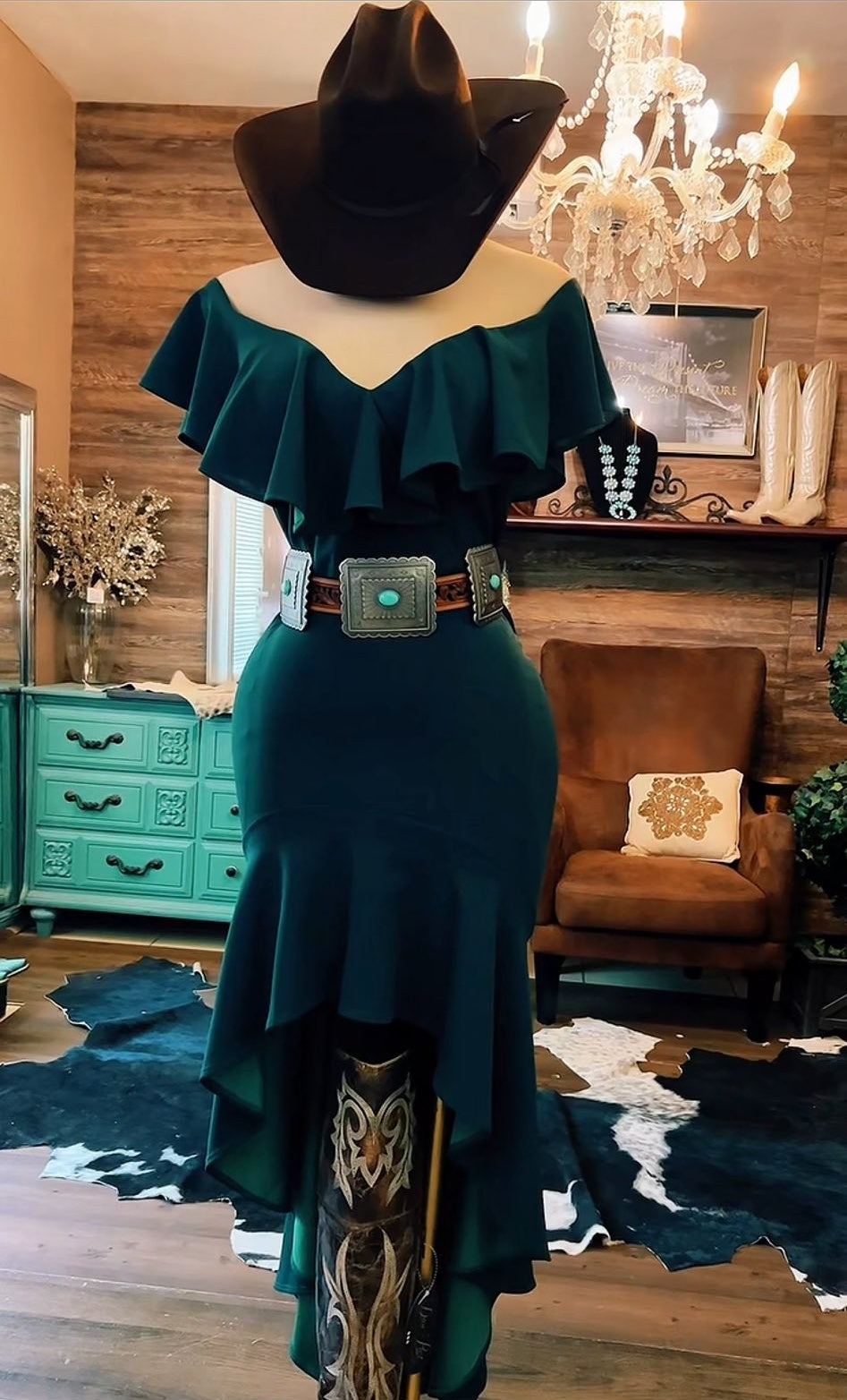Western Off-Shoulder Ruffle Dress