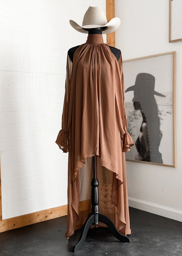 Halter Neckline Sleeveless Asymmetric Maxi Dress