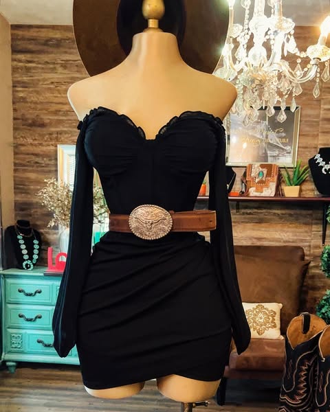 Off-shoulder Sleeve V Neck Bodycon Mini Dress-Black