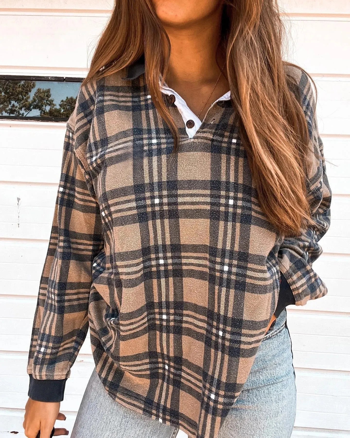 Patchwork Plaid Shirt d6f2