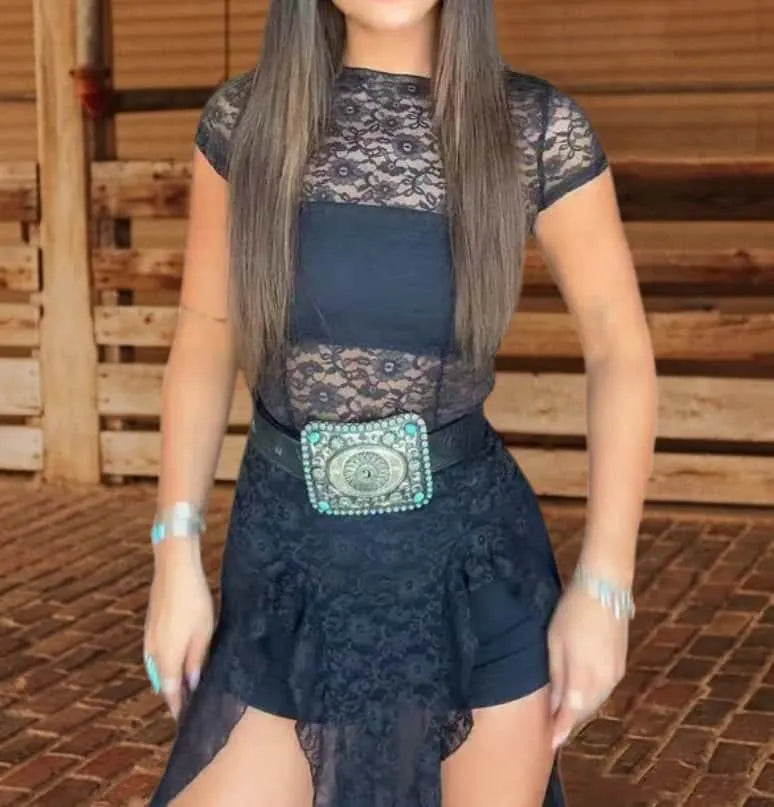 Midnight Lace Slit Maxi Dress (inner garment not included)