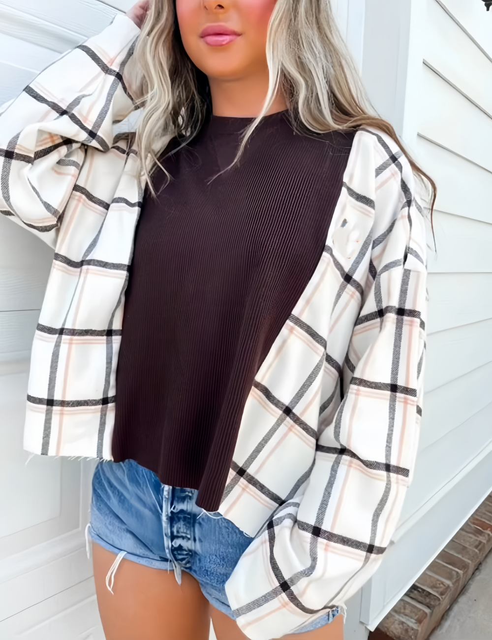Retro Plaid Patchwork Autumn Top