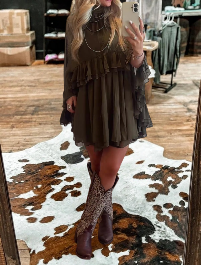 Women's Cape-sleeved Layered Mini Dress