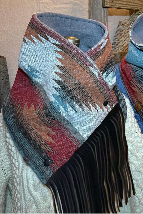 Women's Western Fringed Scarf - Aztec Pattern