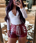 White Deep V Hollow Lace Top