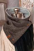 Western Fringed Scarf - Black Aztec Pattern