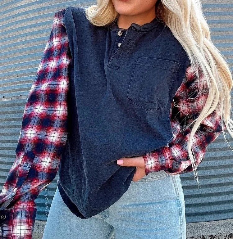 Hard Working Man Patchwork Top