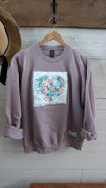FLORAL Heart Print on Lilac Crewneck